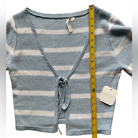 Altar’d State Blue White Striped Knit Cardigan Open Tie Small NWT - Picture 9 of 9